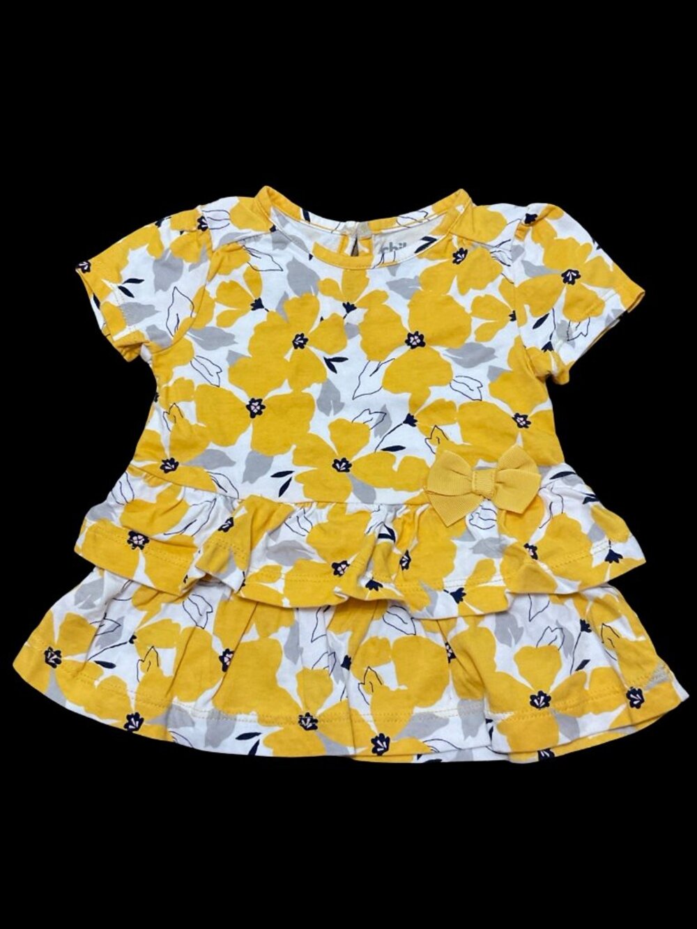 🌻10/$25 - Yellow/White Floral Print Tiered Ruffle Tunic Tee